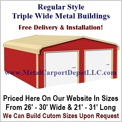 Regular style triple wide fully enclosed metal buildings category at Metal Carport Depot